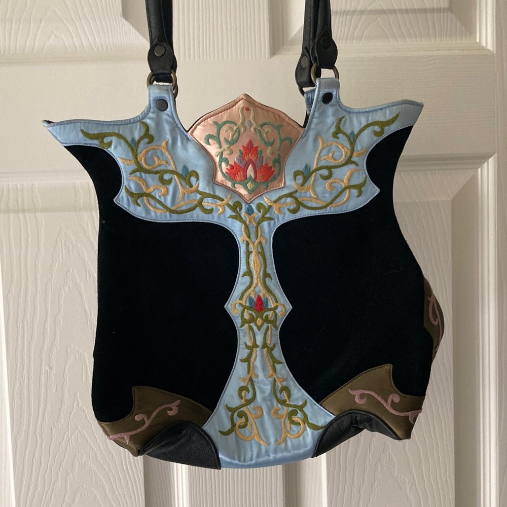 Elegant Black and Blue hand Embroidered Women's Bag